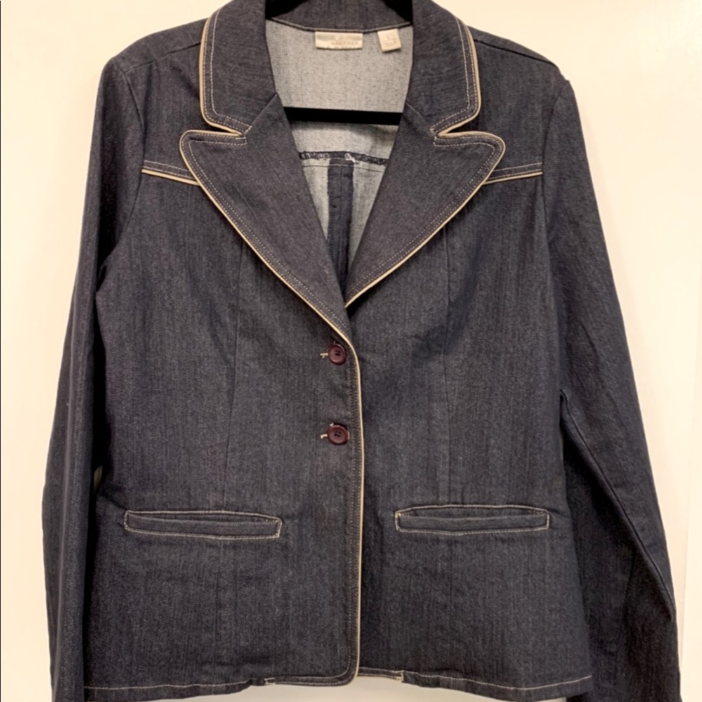 Halogen Stretch Denim Blazer L